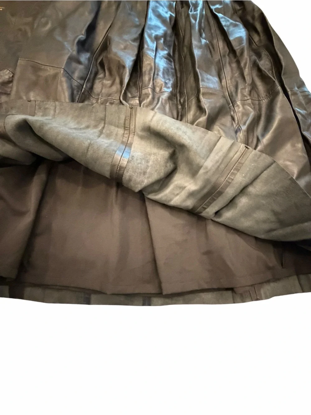 NEW Nordstrom Pleated Leather Skirt Black Size Medium Cowgirl Boho Whimsigoth